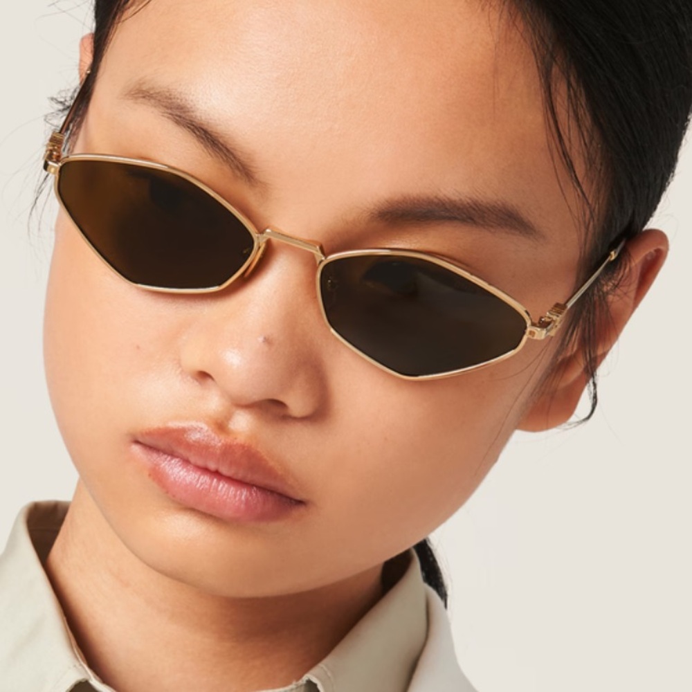 Miu Miu Gold Frame Sunglasses with Brown Lenses
